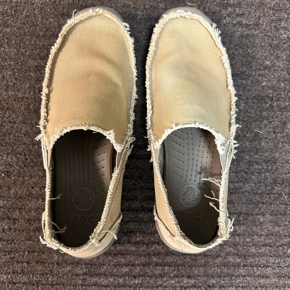 CROCS Nearly New Santa Cruz Tan Slip-On Loafers with Casual Comfort